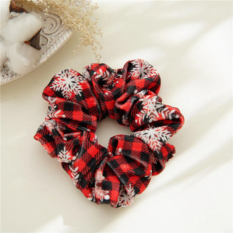 Three State Winter Flannel Printing Christmas Pattern Large Scrunchies Hair Accessory