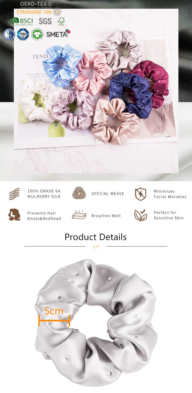 Crystal Pure Silk Scrunchies for Hair Accessories with Luxury Style