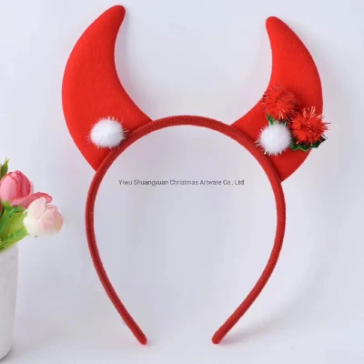 Diadema navideña, decoración para fiesta de Navidad de Papá Noel, banda para el pelo doble, aro para la cabeza con cierre