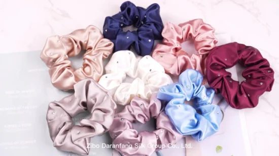 Scrunchies de seda pura cristalina para accesorios para el cabello con estilo de lujo